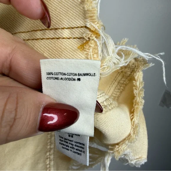 We The Free Cream Distressed Denim Mini Skirt 100% Cotton - Picture 5 of 7